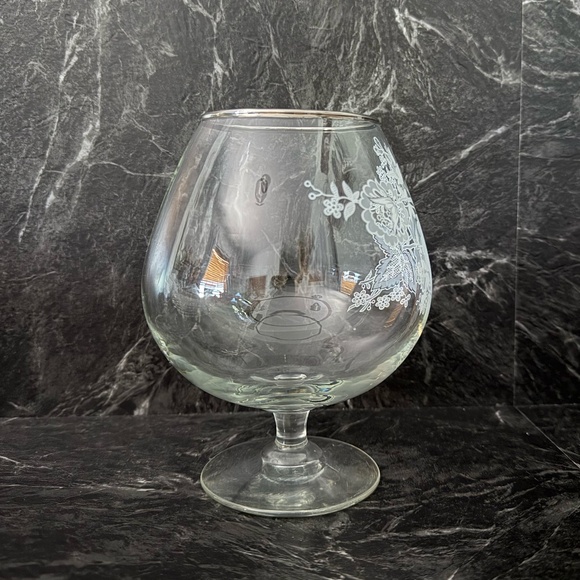 Floral Glass Goblet with Silver Rim - Picture 9 of 9